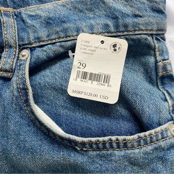 NWT FREE PEOPLE FLARE JEANS HIGH WAISTED MEDIUM WASH - Picture 4 of 6